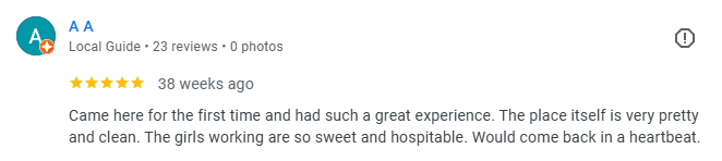 5-star Google review from A A, a Local Guide, about Pureté Medical Spa